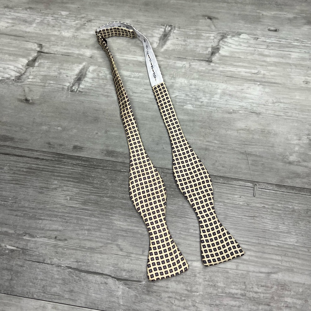 Rainbow Yellow w/ Red, Grey & White Check Silk Bowtie